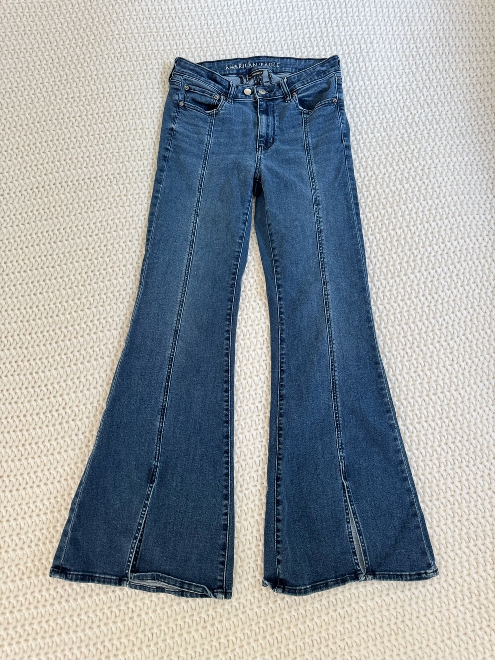 American Eagle Outfitters Indigo Panel-Front Flare Jeans